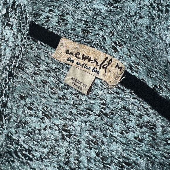 One World Cowl Neck Pattern Pullover Tunic Sweatshirt Turquoise, Women’s Medium - Picture 7 of 13